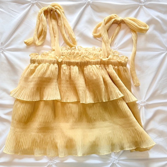 Lulus Tiers To Summer Yellow Tie-strap Tiered Tank Top - Size XS - Picture 5 of 6